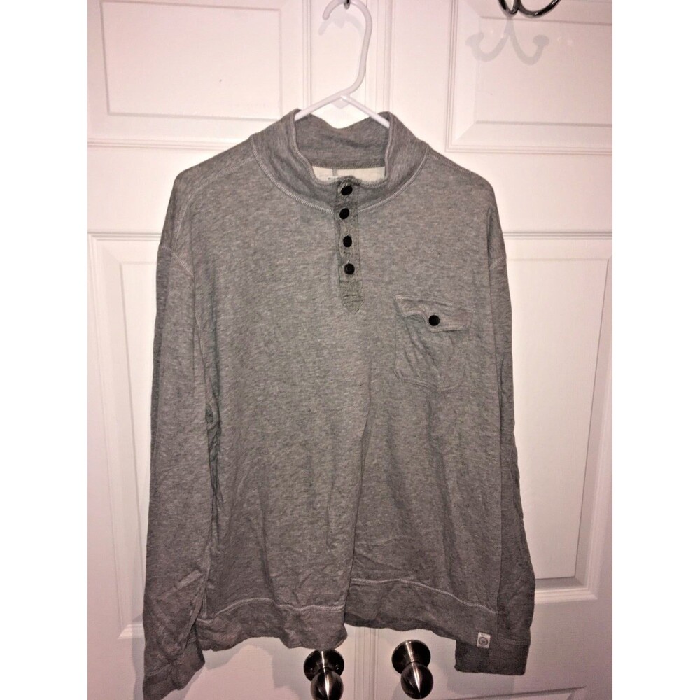 Lucky Brand Men's Pullover Shirt XXL Gray Long Sleeve 1/4 Button Front